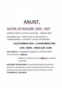 Anunt ajutor încălzire 2026-2027
